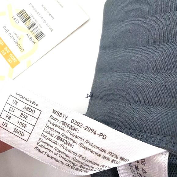 Delimira Women's Black Gray Leopard Minimiser Underwire Bra Size 38DD - Picture 8 of 8